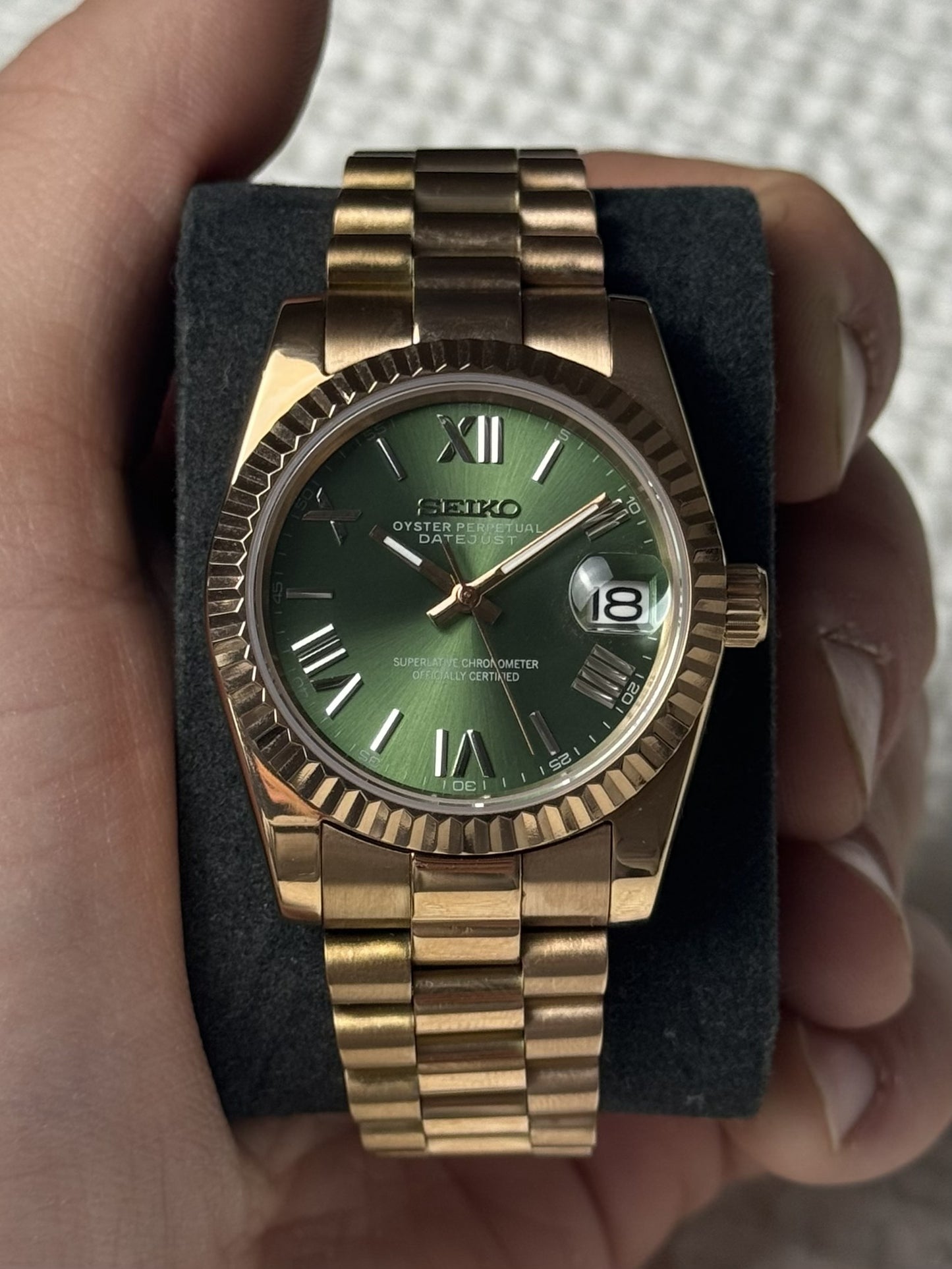 Seiko Mod Datetjust - Olive Rose