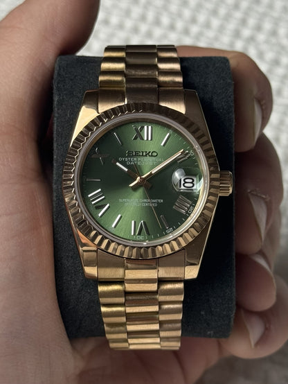 Seiko Mod Datetjust - Olive Rose