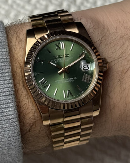 Seiko Mod Datetjust - Olive Rose