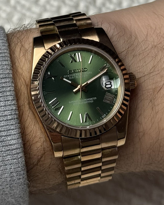 Seiko Mod Datetjust - Olive Rose