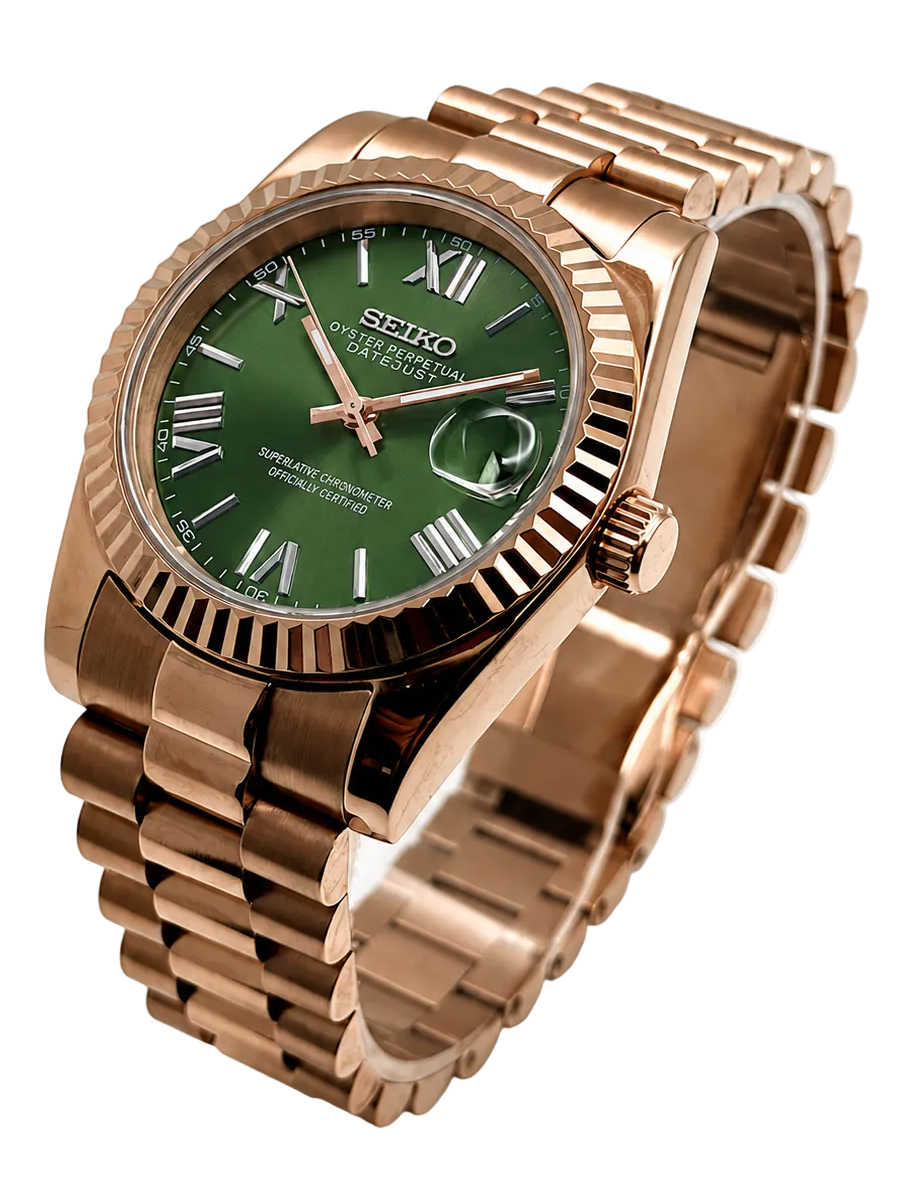 Seiko Mod Datetjust - Olive Rose