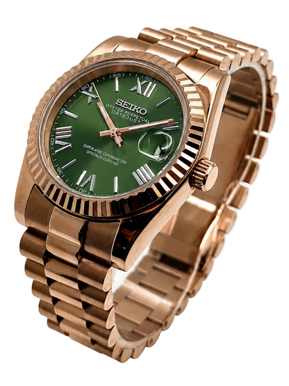 Seiko Mod Datetjust - Olive Rose