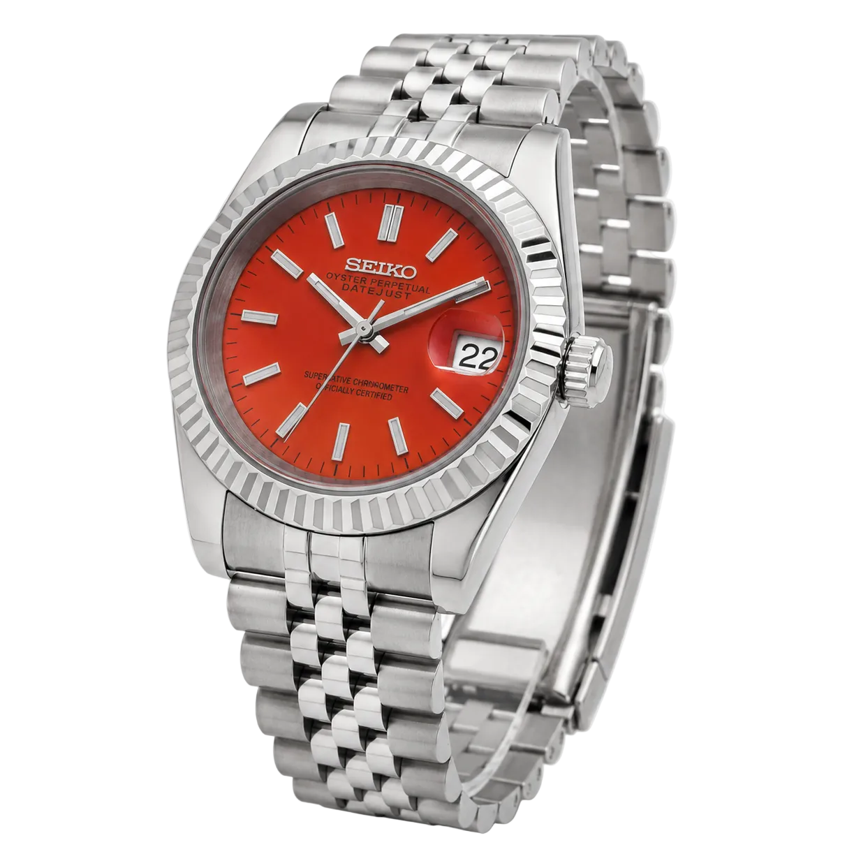 Seiko Mod Datejust - Vibrant Orange