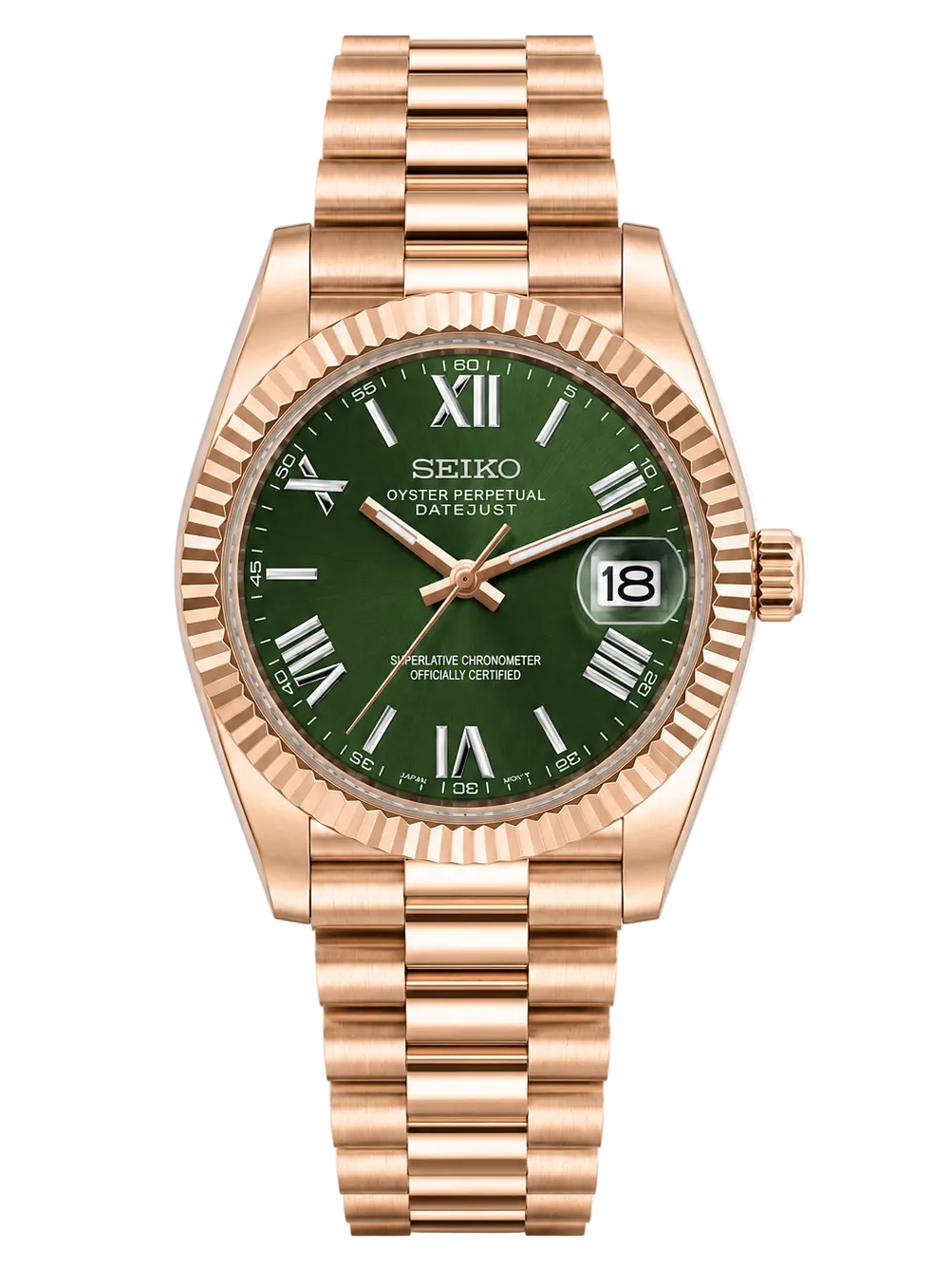 Seiko Mod Datetjust - Olive Rose