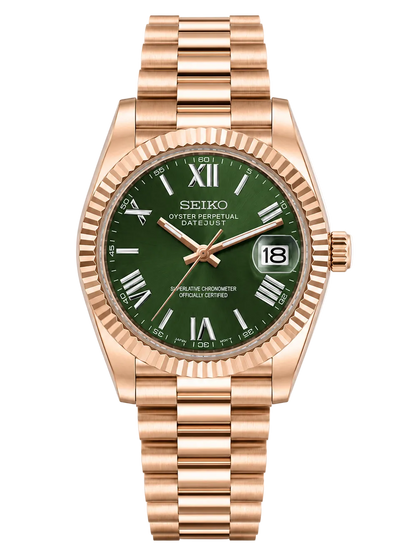 Seiko Mod Datetjust - Olive Rose